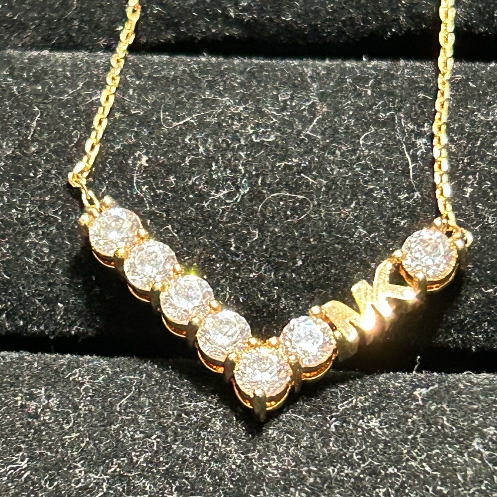 Michael Kors jewelry chevron gold tone necklace with cubic zirconias